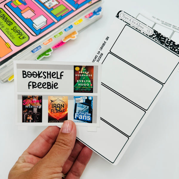 Foldable Book Sticker Sheet (w/ Bookshelf Freebie Stickers!)