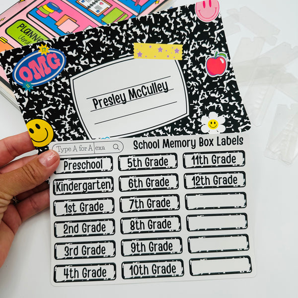 Composition Notebook School Memory Box Stickers (Please Read Description)