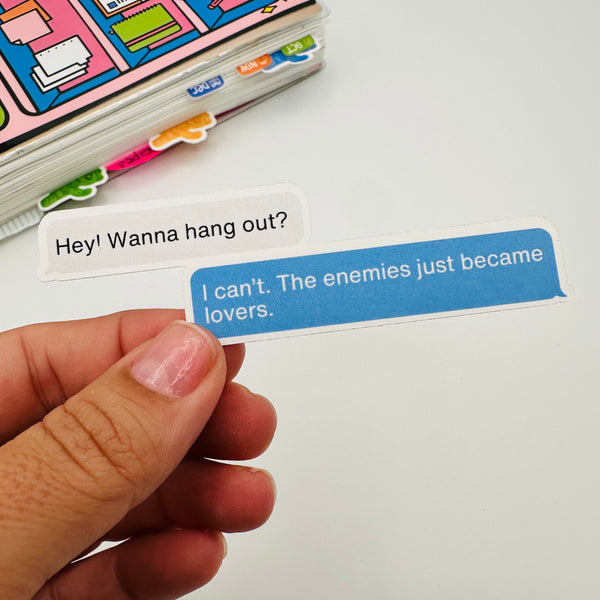 Enemies To Lovers Text Vinyl Stickers