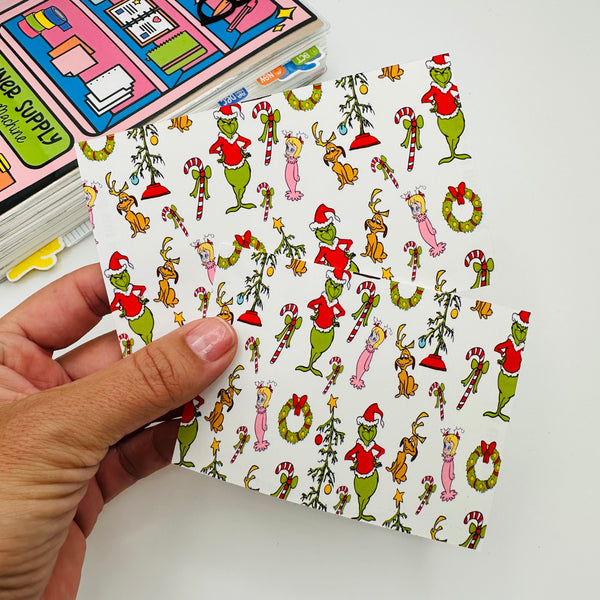 Grinch Pattern Adhesive Sticker Pocket