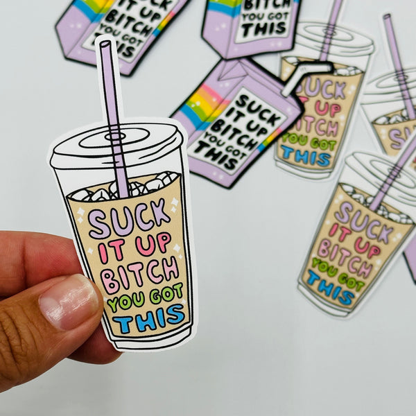 Suck It Up Iced Coffee Vinyl Stickers