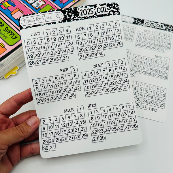 2025 Dated Calendar Sticker Sheets