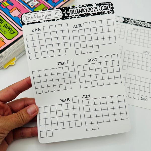 2025 Blank Calendar Sticker Sheets