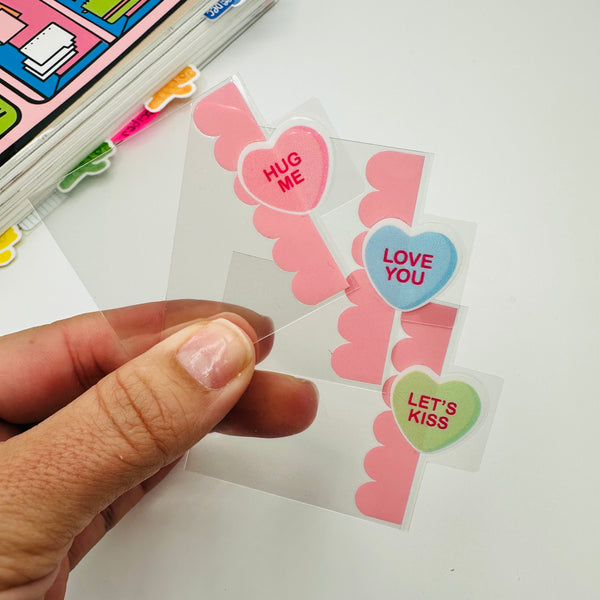 Conversation Heart Mini Tab Planner Dividers - SIDE TABS