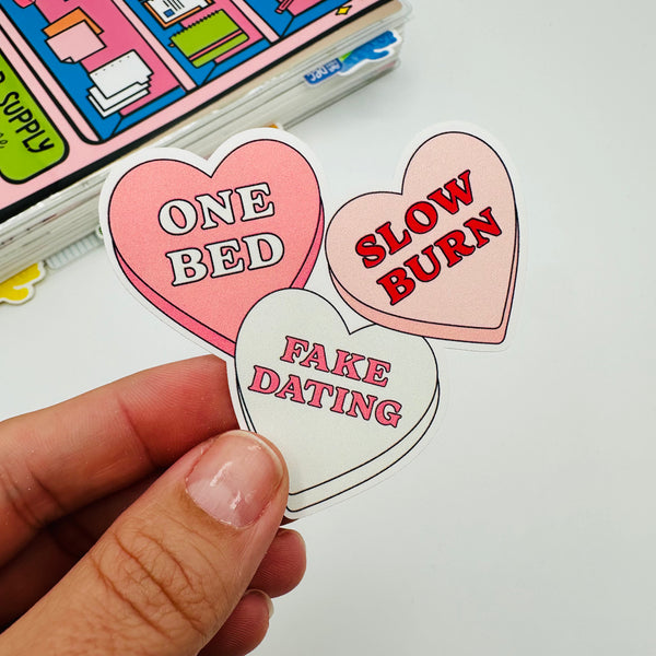 Smut Trope Conversation Heart Vinyl Stickers