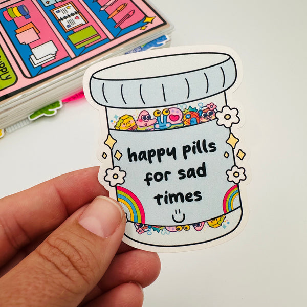 Happy Pills for Sad Times Vinyl Stickers