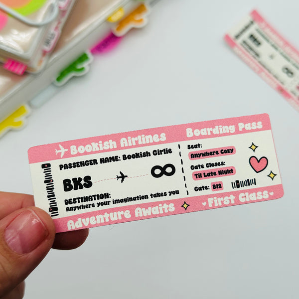 Bookish Boarding Pass Vinyl Stickers